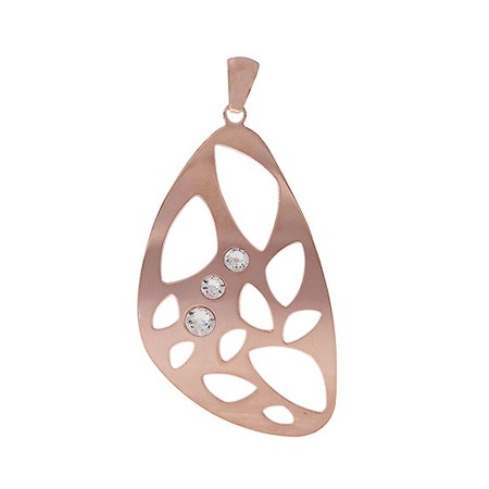 Rose gold plated Pendant with 3 CZs and Cut-out shapes - Click Image to Close